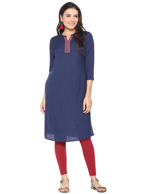 embroidered straight kurta - 15650924 - Very Small Image - 1