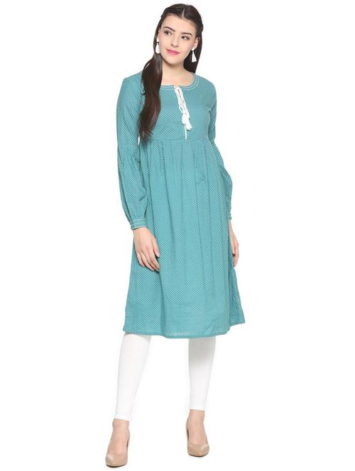 flared polka dot kurta with tassels - 15650931 - Very Small Image - 1