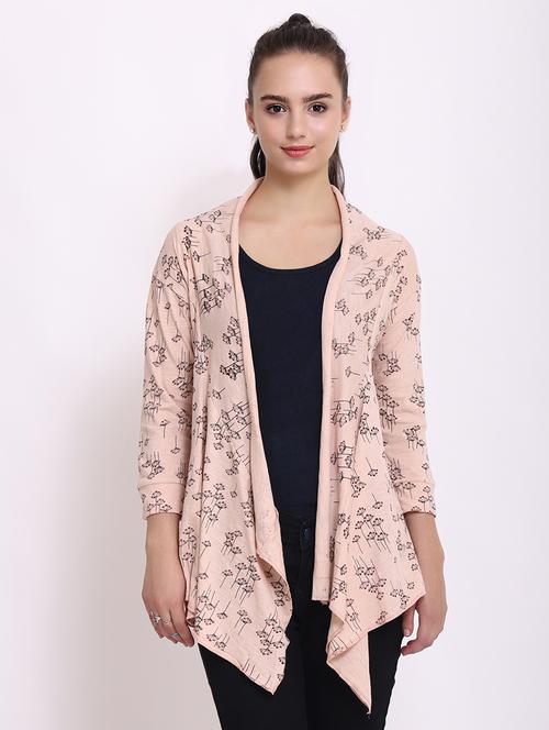 asymmetric printed lycra shrug - 15651112 - Very Small Image - 1