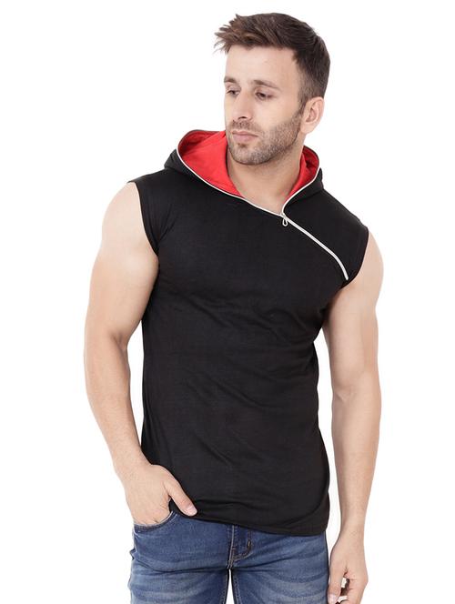 solid black hooded sleeveless t-shirt - 15651753 - Very Small Image - 1
