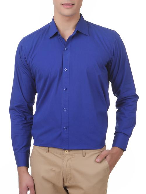 blue cotton casual shirt - 15652135 - Very Small Image - 1