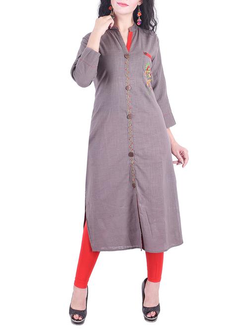 embroidered straight kurta - 15652320 - Very Small Image - 1