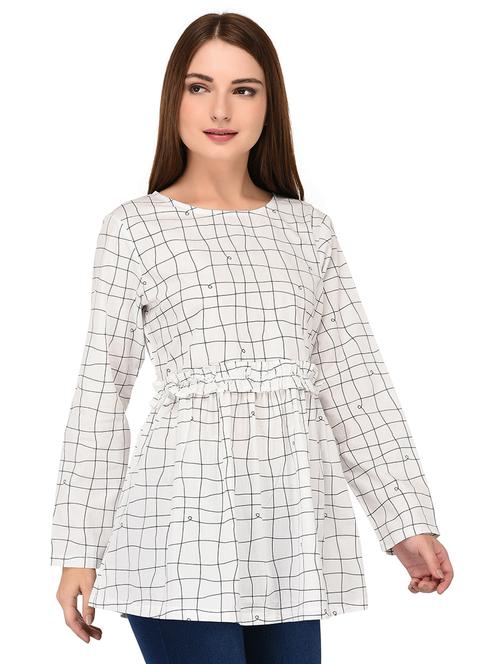 frill detailed checkered tunic - 15652611 - Very Small Image - 1