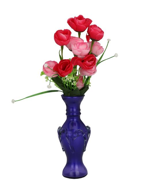 blue glass flower vase hand decorative with new & stylish shape - 15652986 - Very Small Image - 1