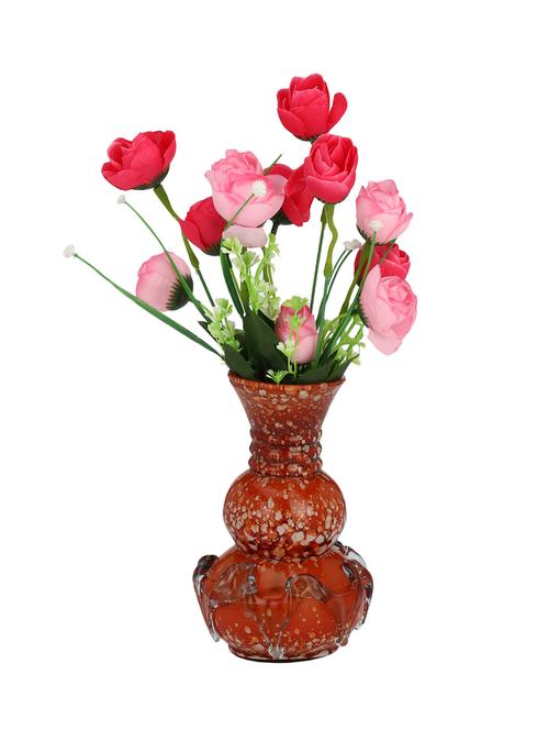 orange glass flower vase hand decorative with new & stylish shape - 15652993 - Very Small Image - 1