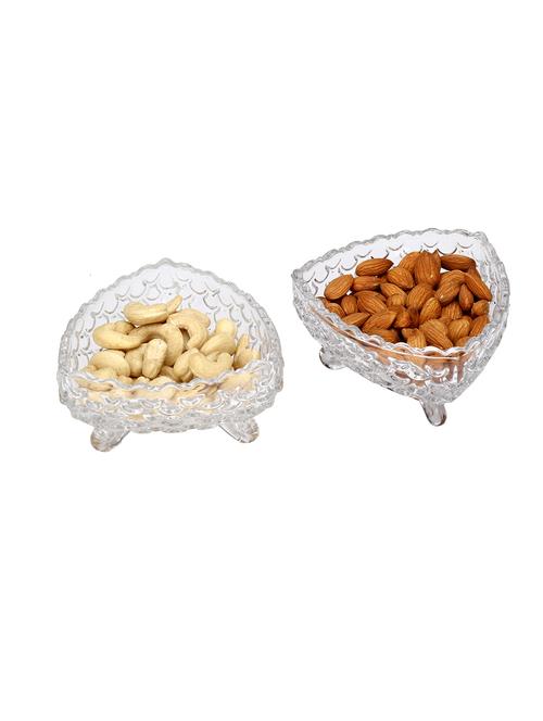 transparent glass serving tableware bowl with stand & self designer (set of 2)-k9 - 15653014 - Very Small Image - 1
