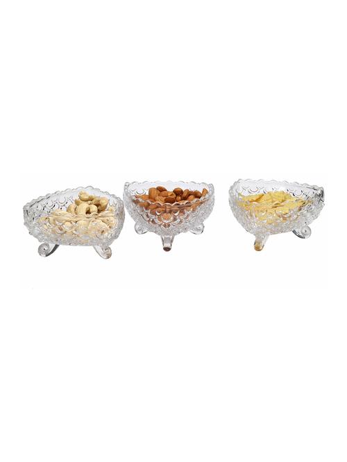 transparent glass serving tableware bowl with stand & self designer (set of 6) - 15653016 - Very Small Image - 1