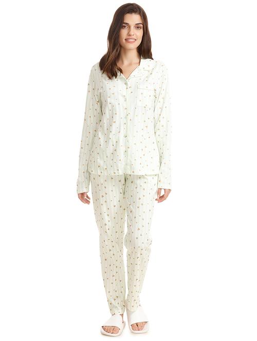 heart print nightwear pajama set - 15653115 - Very Small Image - 1