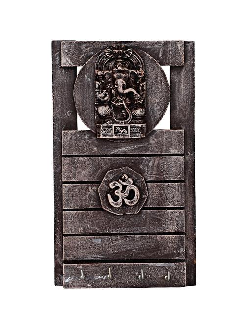 key holder wooden consist of ganesha & om - 15653177 - Very Small Image - 1