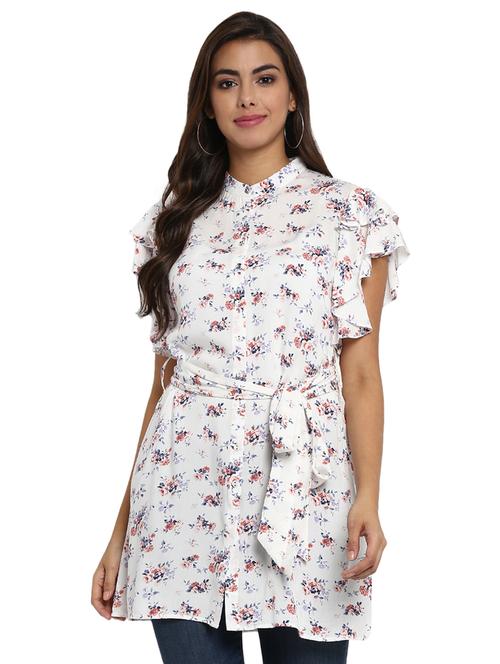 floral ruffle sleeved tunic - 15653463 - Very Small Image - 1