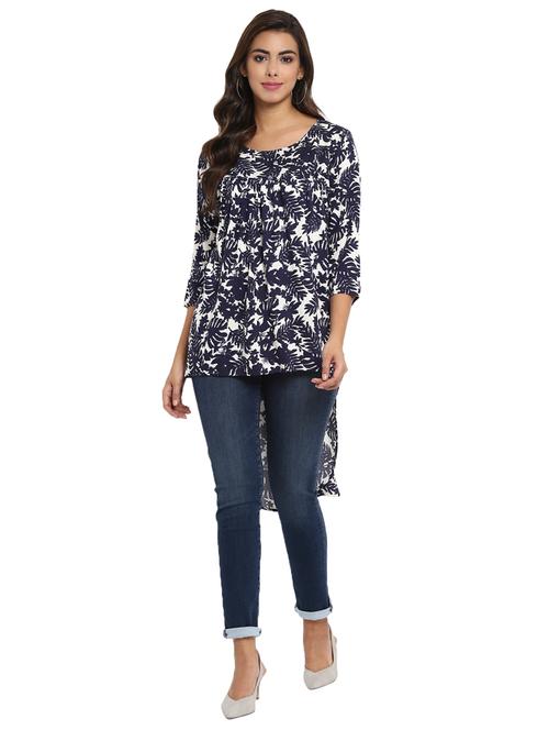 tropical printed high-low tunic - 15653468 - Very Small Image - 1