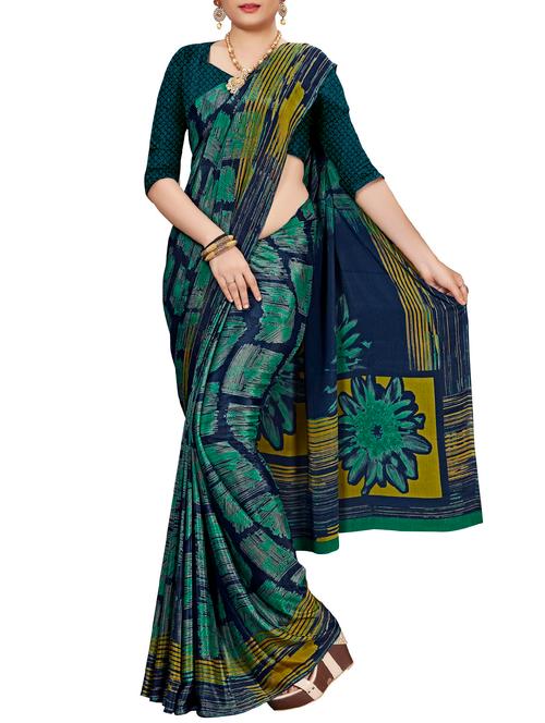 Abstract printed saree with blouse - 15654333 - Very Small Image - 1