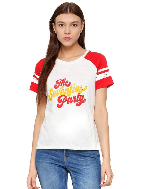 contrast raglan sleeved graphic print tee - 15654650 - Very Small Image - 1