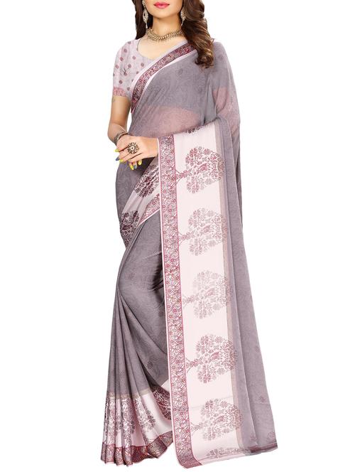 ditsy floral printed saree with blouse - 15654816 - Very Small Image - 1