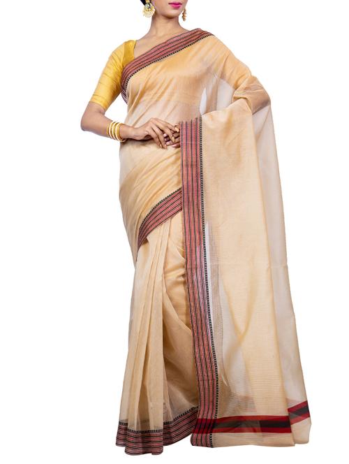 contrast border woven saree - 15655092 - Very Small Image - 1
