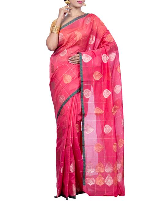 zari motif chanderi banarasi saree - 15655102 - Very Small Image - 1