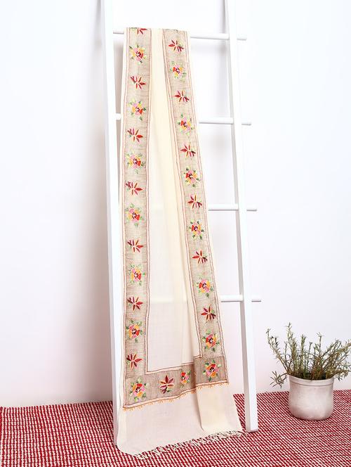 embroidery pashmina shawl with zari border - 15655327 - Very Small Image - 1