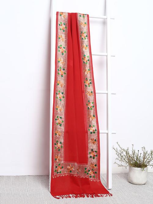 embroidery pashmina shawl with zari border - 15655328 - Very Small Image - 1