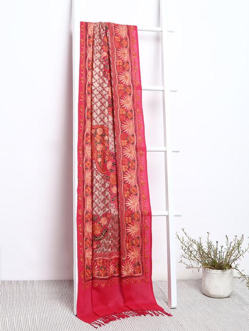 majenta pashmina with embroidery work shawl - 15655349 - Very Small Image - 1