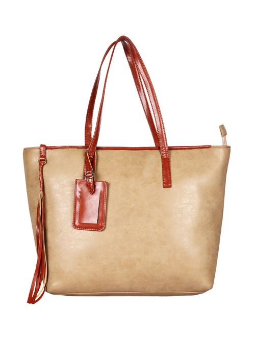 beige leatherette (pu) handbag - 15655609 - Very Small Image - 1