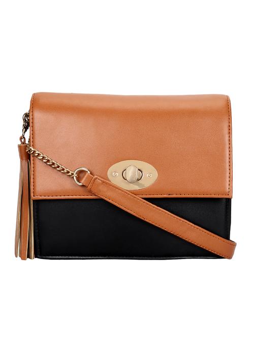 tan leatherette (pu) sling bag - 15655624 - Very Small Image - 1