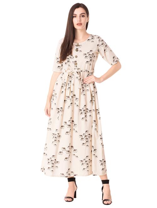 flared quirky print dress - 15655679 - Very Small Image - 1