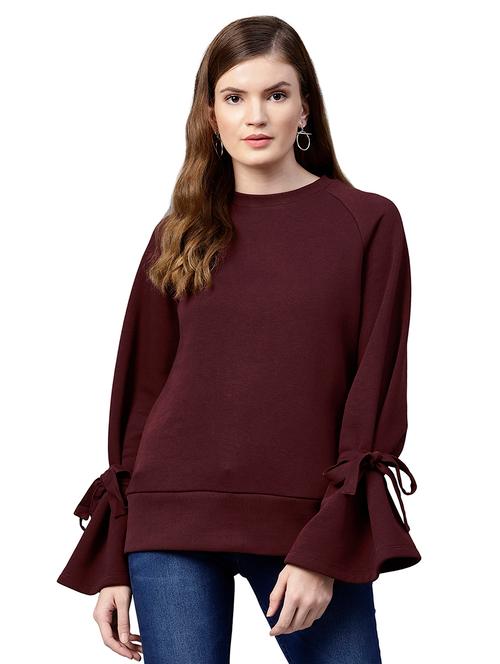 tie up detail sleeved sweatshirt - 15656460 - Very Small Image - 1