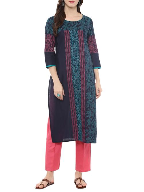 block printed straight kurta - 15656540 - Very Small Image - 1