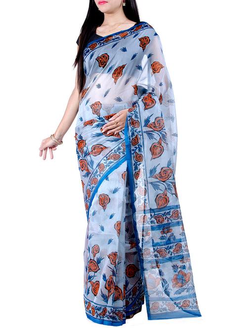 floral motif woven saree - 15656630 - Very Small Image - 1