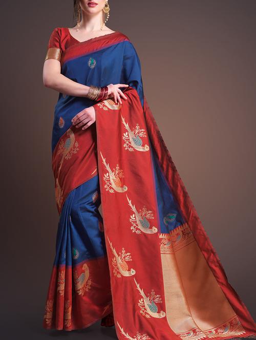 conversational zari motif tussar saree - 15656672 - Very Small Image - 1