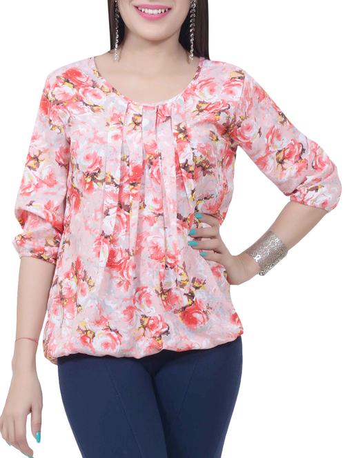 floral pleated blouson top - 15656816 - Very Small Image - 1