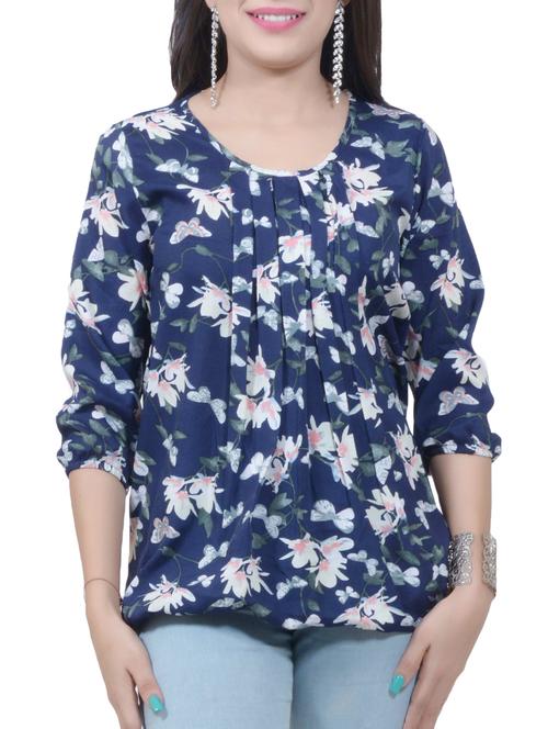 floral pleated blouson top - 15656817 - Very Small Image - 1