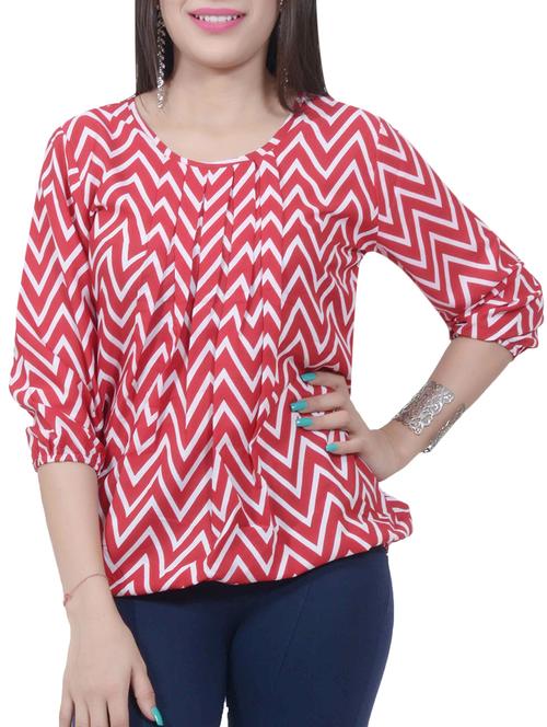 chevron pleated blouson top - 15656818 - Very Small Image - 1