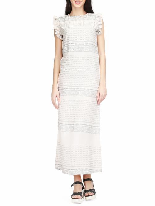frill trim side slit maxi dress - 15656840 - Very Small Image - 1