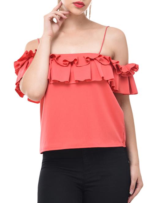 off shoulder ruffle detail top - 15657087 - Very Small Image - 1