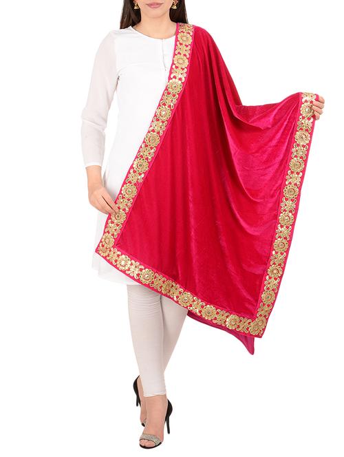 gota patti velvet wool shawl - 15657137 - Very Small Image - 1