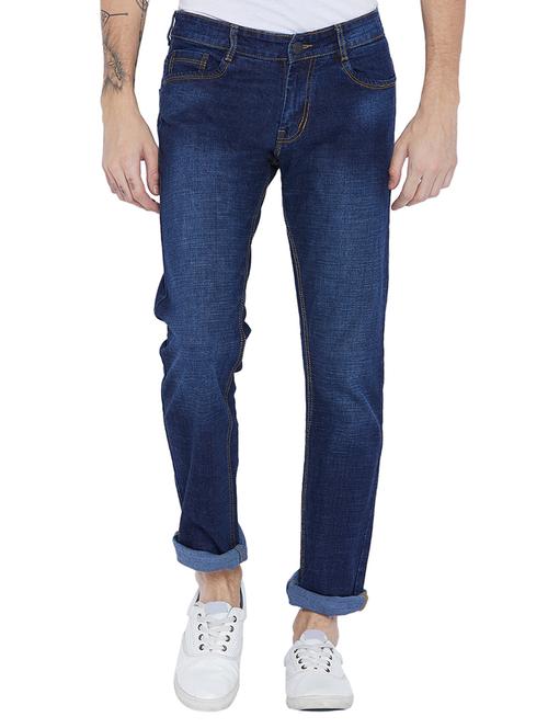 navy blue cotton washed jeans - 15657665 - Very Small Image - 1