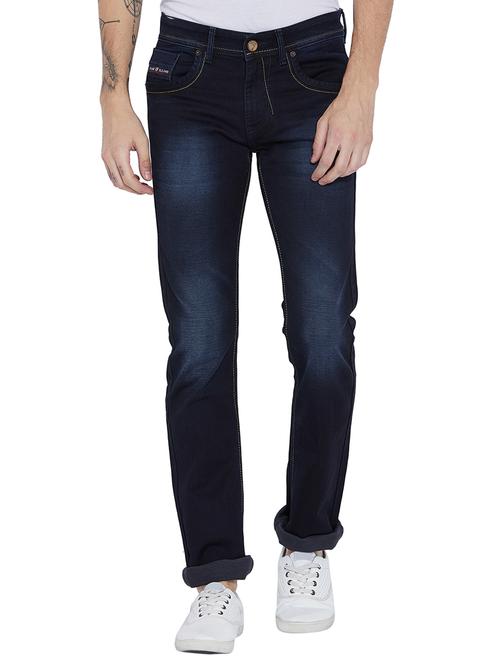 navy blue cotton washed jeans - 15657674 - Very Small Image - 1