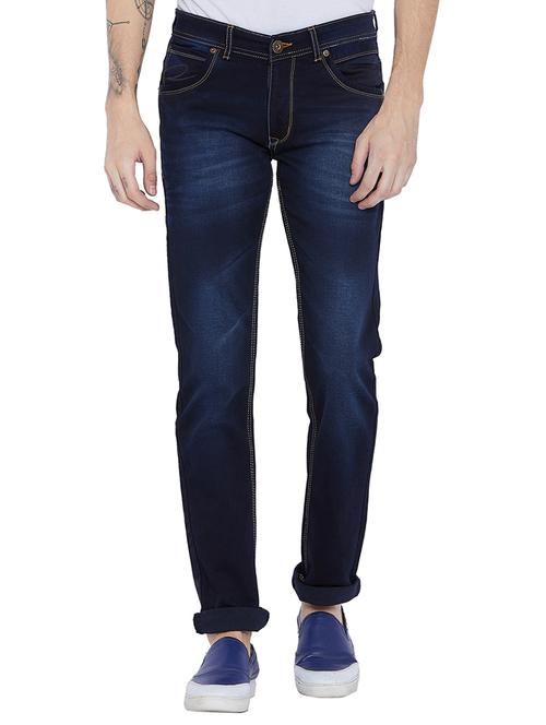 navy blue cotton washed jeans - 15657678 - Very Small Image - 1