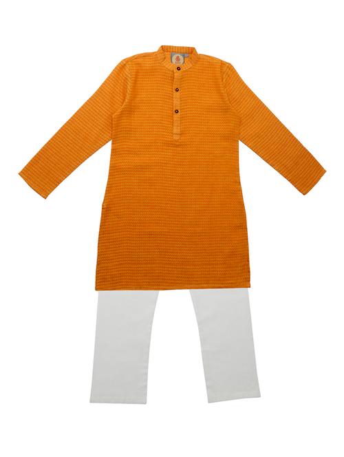 orange cotton kurta set - 15657726 - Very Small Image - 1
