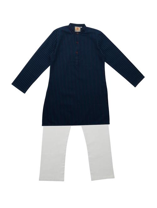 navy blue cotton kurta set - 15657730 - Very Small Image - 1