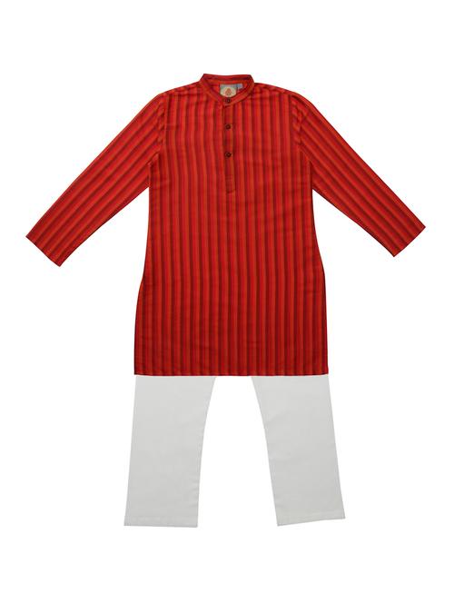 red cotton kurta set - 15657736 - Very Small Image - 1