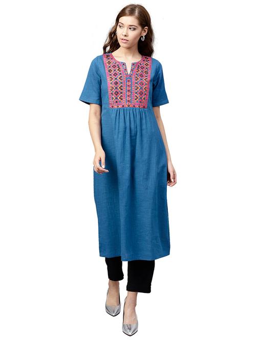 embroidered straight kurta - 15657789 - Very Small Image - 1