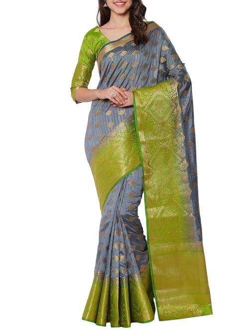 zari motifs banarasi saree with blouse - 15658051 - Very Small Image - 1