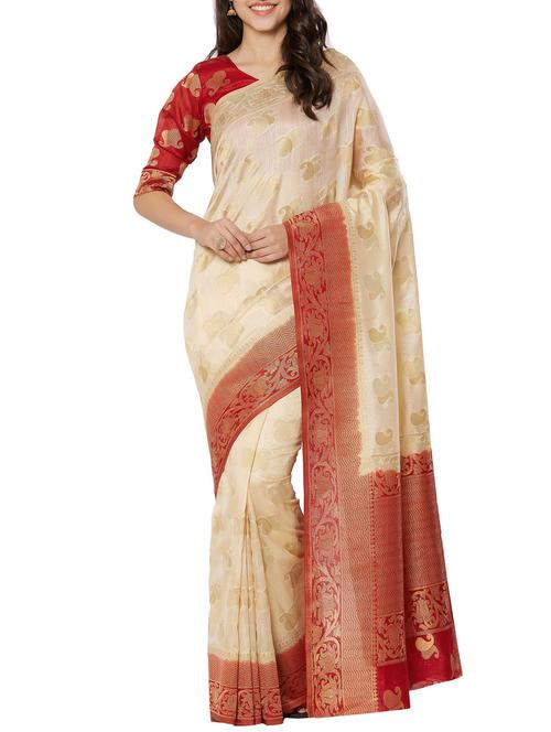 zari motifs banarasi saree with blouse - 15658052 - Very Small Image - 1