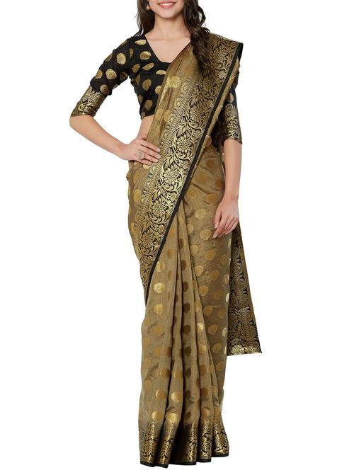 zari motifs banarasi saree with blouse - 15658055 - Very Small Image - 1