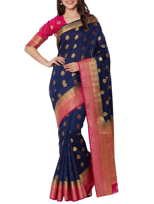 zari motifs banarasi saree with blouse - 15658058 - Very Small Image - 1