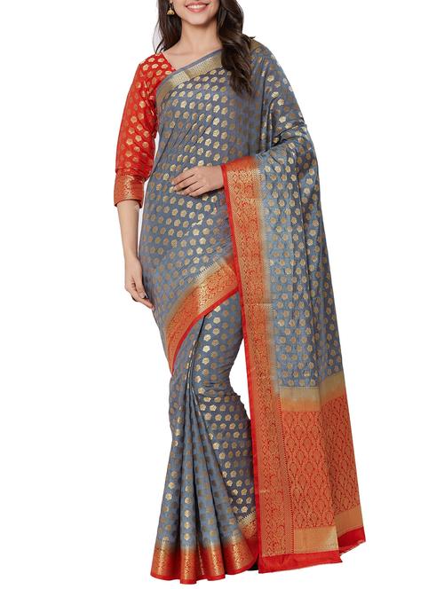 zari motifs banarasi saree with blouse - 15658059 - Very Small Image - 1