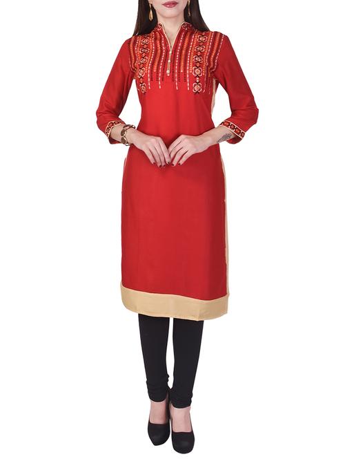 embroidered straight kurta - 15658396 - Very Small Image - 1