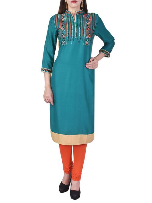 embroidered straight kurta - 15658397 - Very Small Image - 1